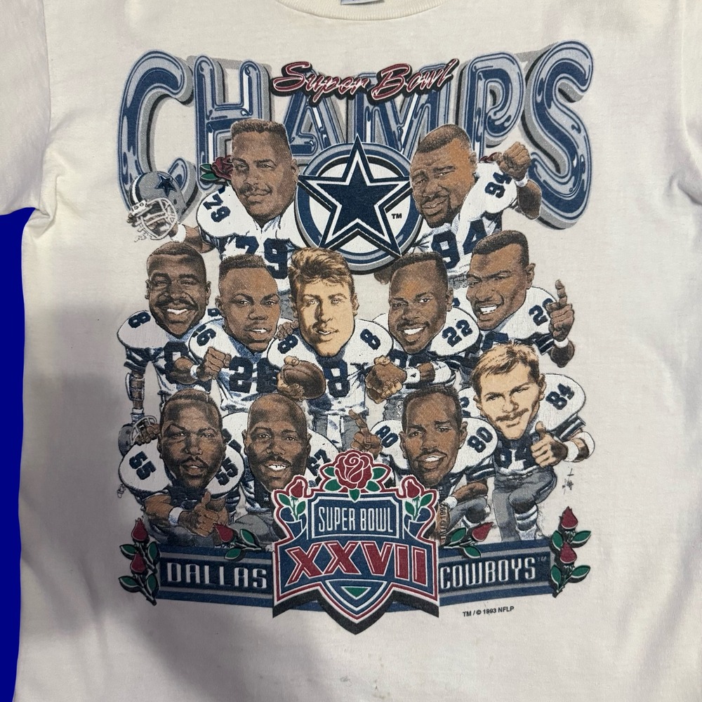 Vintage Dallas Cowboys 1993 Super Bowl XXVII‎ Champs Tee Salem Sportswear USA M - Picture 4 of 9